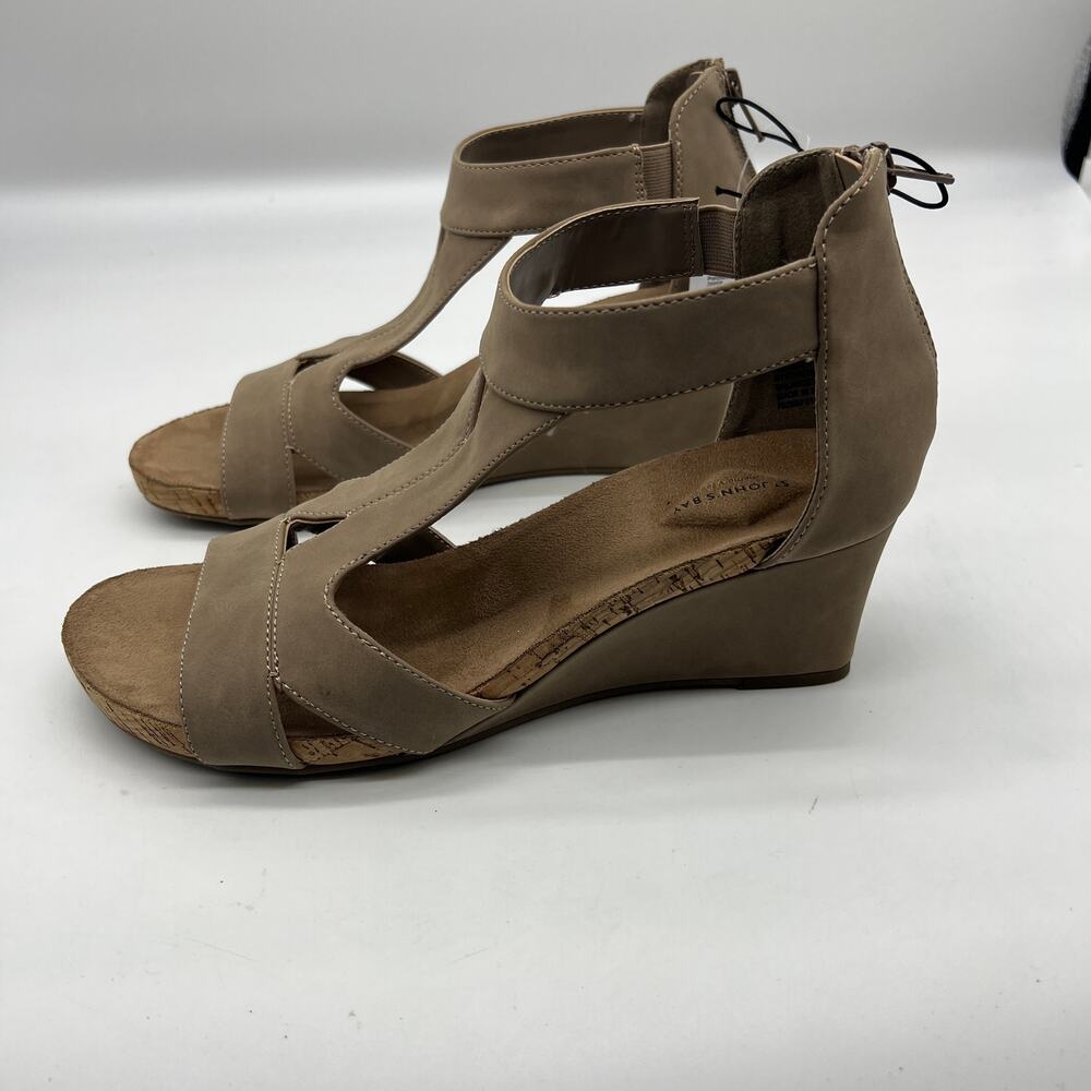 St. John's Bay Womens Taz Wedge Sandals Brown Porchini Size 10M - Picture 6 of 12
